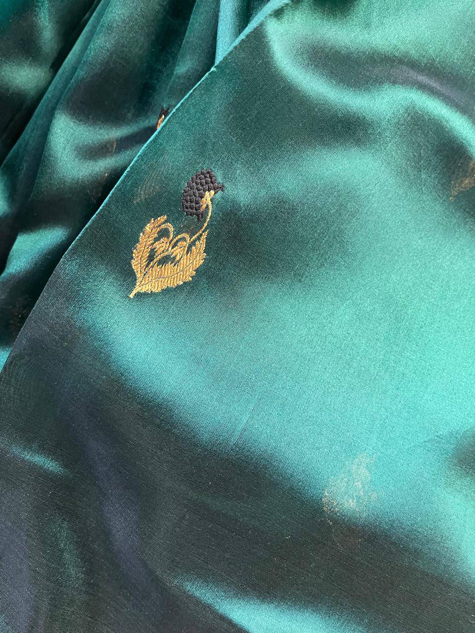 BOTTLE GREEN SILK PURE HANDLOOM CHANDERI SAREE