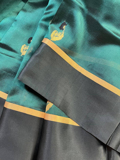 BOTTLE GREEN SILK PURE HANDLOOM CHANDERI SAREE