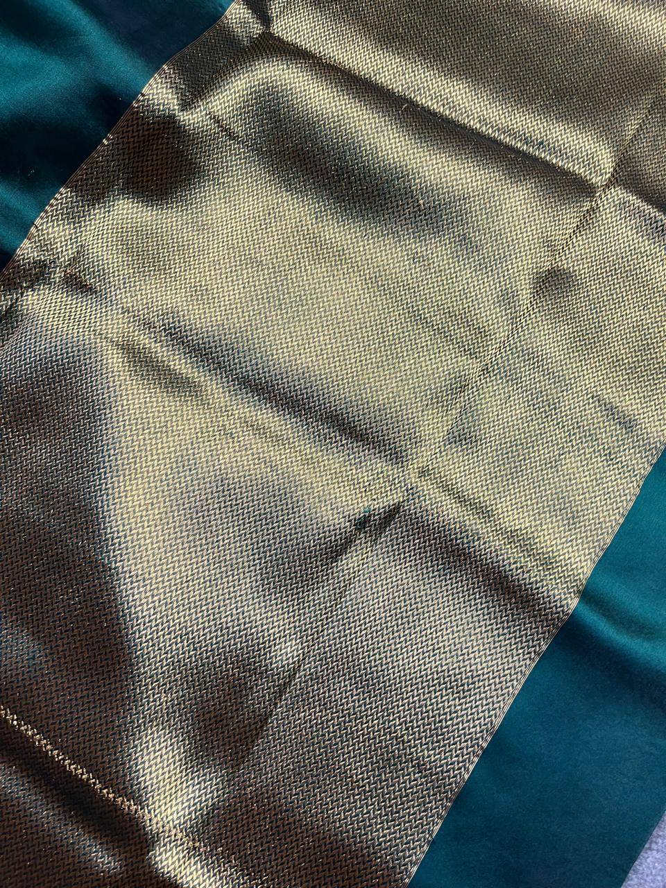 BOTTLE GREEN SILK PURE HANDLOOM CHANDERI SAREE