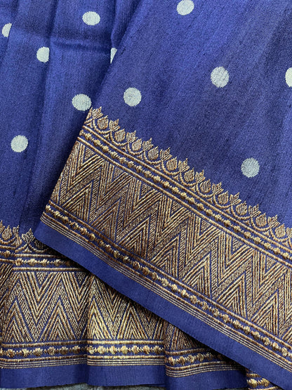 BLUE TASSAR SILK PURE HANDLOOM BANARASI SAREE