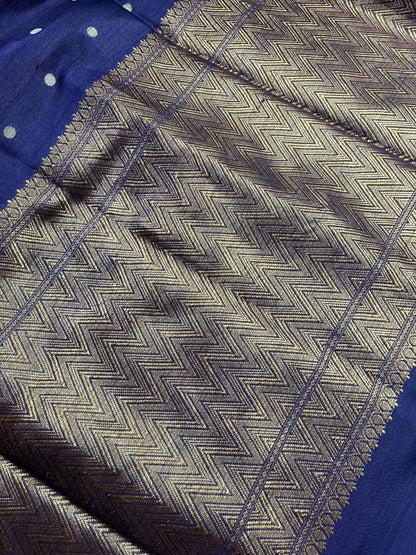 BLUE TASSAR SILK PURE HANDLOOM BANARASI SAREE