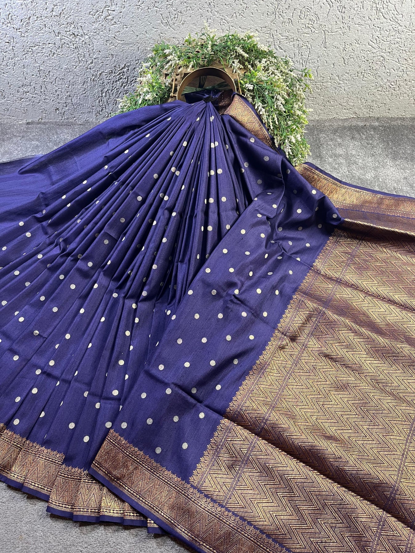 BLUE TASSAR SILK PURE HANDLOOM BANARASI SAREE