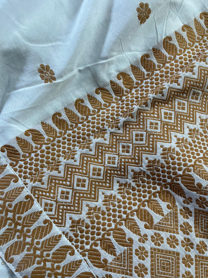 WHITE COTTON PURE HANDLOOM ASSAMESE SAREE