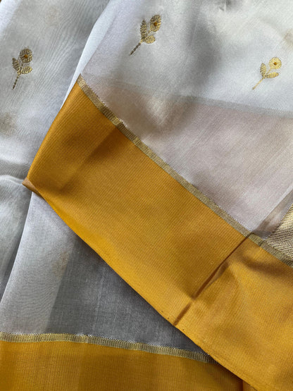 WHITE SILK PURE HANDLOOM CHANDERI SAREE