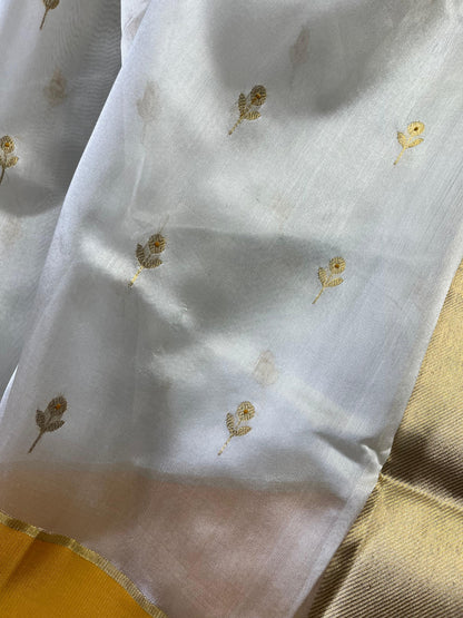 WHITE SILK PURE HANDLOOM CHANDERI SAREE