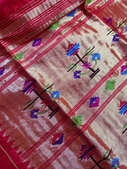 RED SILK PURE HANDLOOM PAITHANI SAREE
