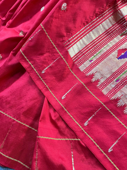RED SILK PURE HANDLOOM PAITHANI SAREE