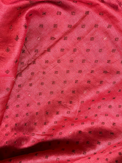 RED TASSAR PURE HANDLOOM EMBROIDERY SAREE