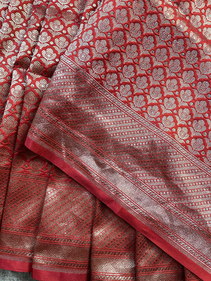 RED SILK PURE HANDLOOM BANARASI SAREE