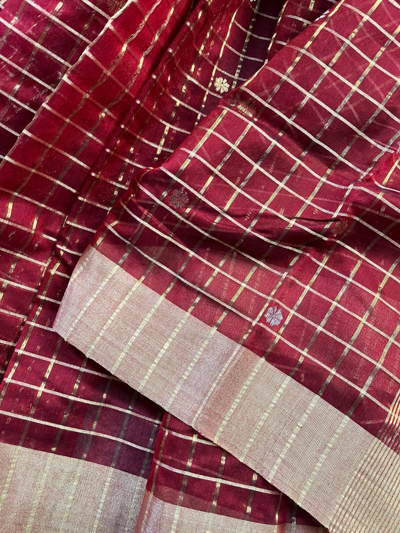 RED SILK PURE HANDLOOM CHANDERI SREE