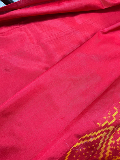 RED SILK PURE HANDLOOM  IKKAT SAREE