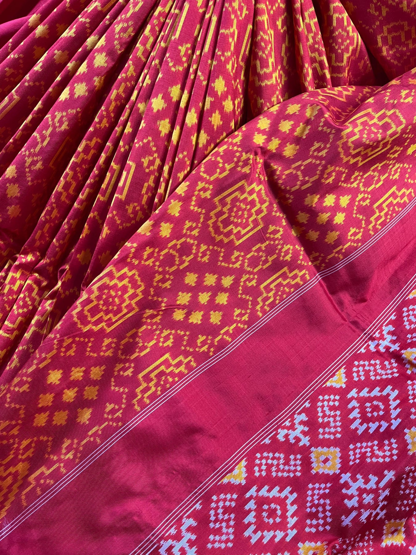 RED SILK PURE HANDLOOM  IKKAT SAREE