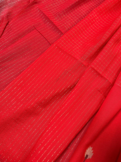 RED COTTON PURE HANDLOOM MUL SAREE