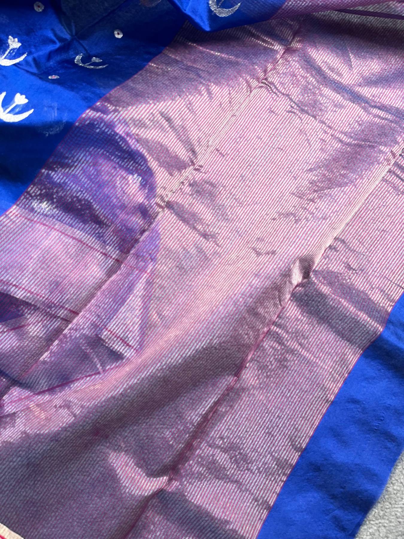 ROYAL BLUE SILKPURE HANDLOOM CHANDERI SAREE