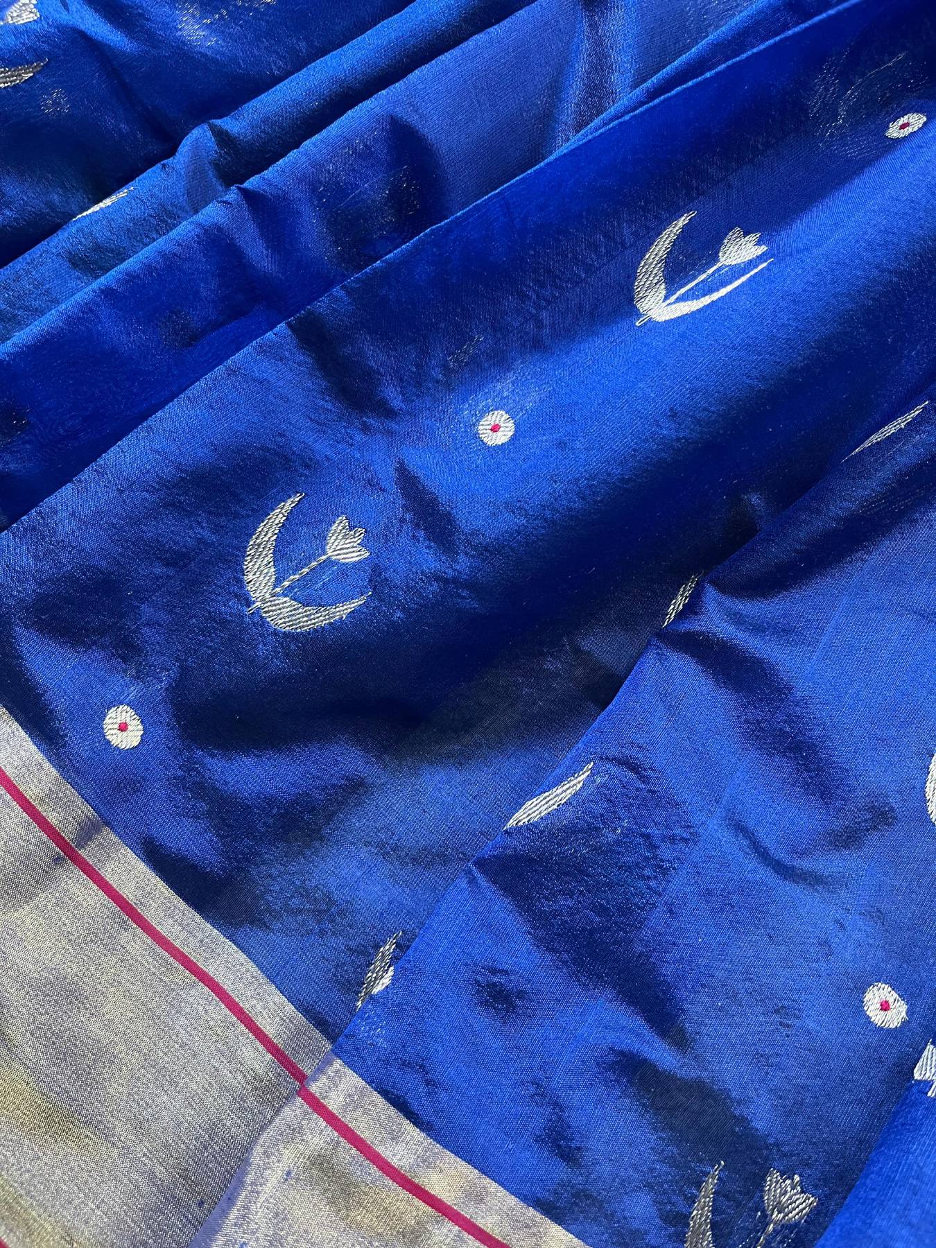 ROYAL BLUE SILKPURE HANDLOOM CHANDERI SAREE