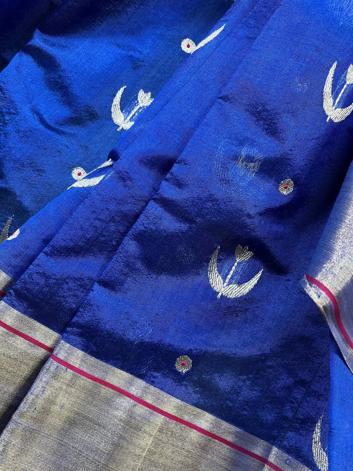 ROYAL BLUE SILKPURE HANDLOOM CHANDERI SAREE