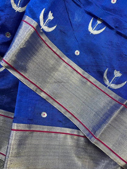 ROYAL BLUE SILKPURE HANDLOOM CHANDERI SAREE