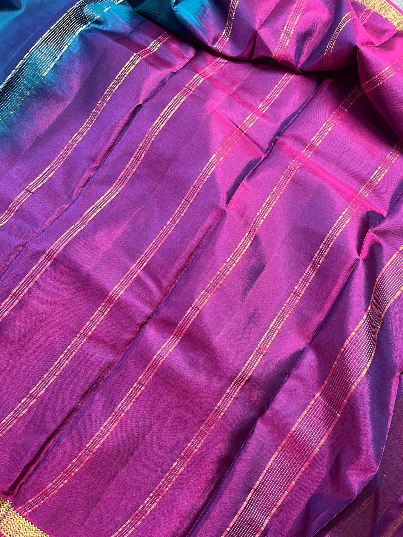 PEACOCK BLUE SILK PURE HANDLOOM KANJIVARAM SAREE