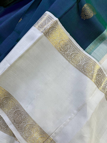 PEACOCK GREEN SILK PURE HANDLOOM KANJIVARAM SAREE