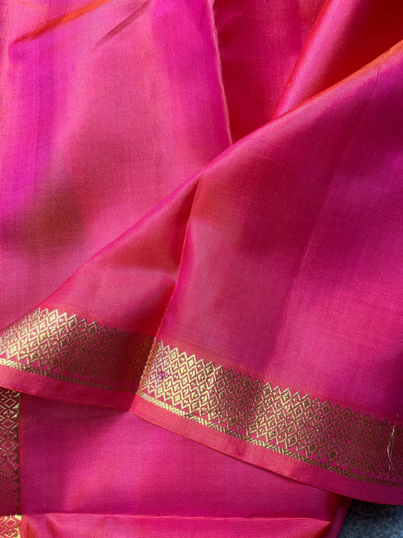 PEACOCK GREEN SILK PURE HANDLOOM KANJIVARAM SAREE