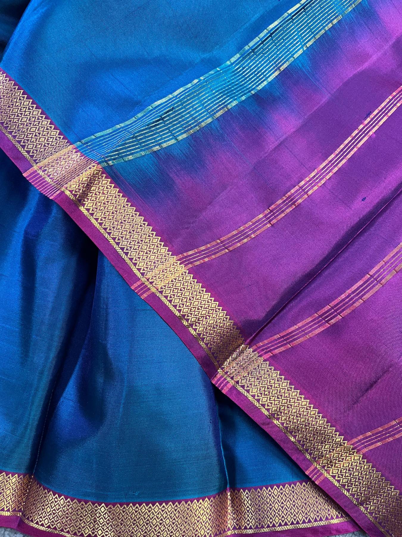 PEACOCK BLUE SILK PURE HANDLOOM KANJIVARAM SAREE