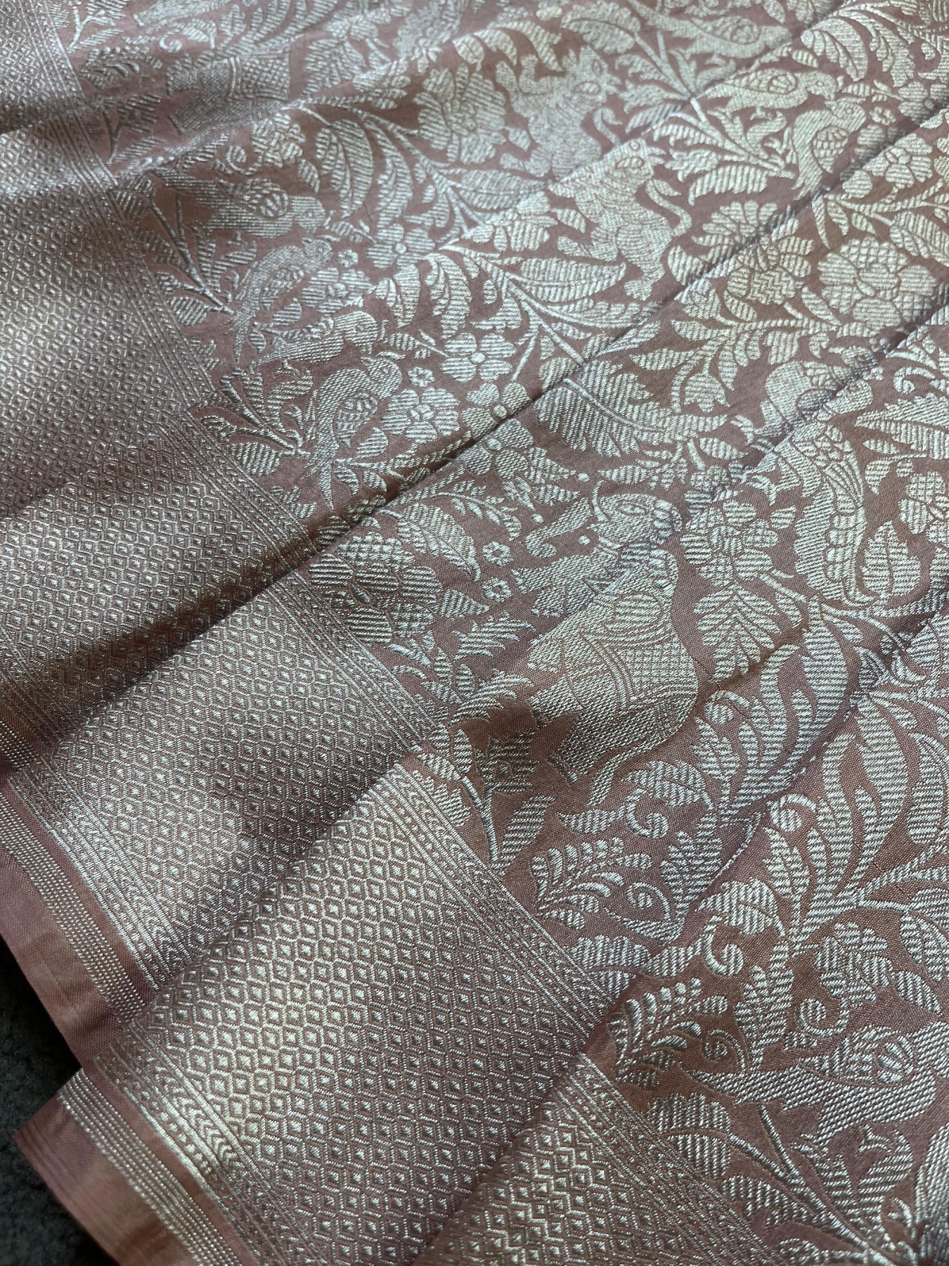 POWDER PINK SILK PURE HANDLOOM BANARASI SAREE