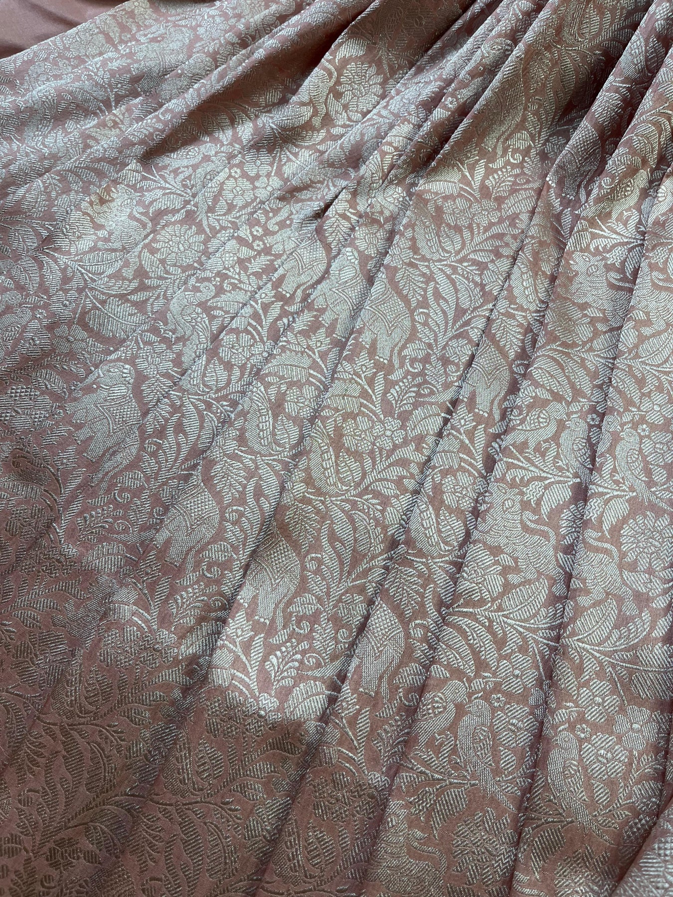 POWDER PINK SILK PURE HANDLOOM BANARASI SAREE