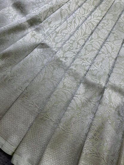 PISTA GREEN SILK PURE HANDLOOM BANARASI SAREE