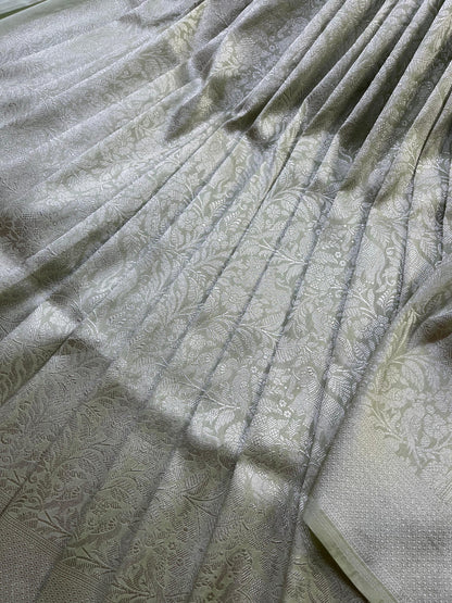 PISTA GREEN SILK PURE HANDLOOM BANARASI SAREE