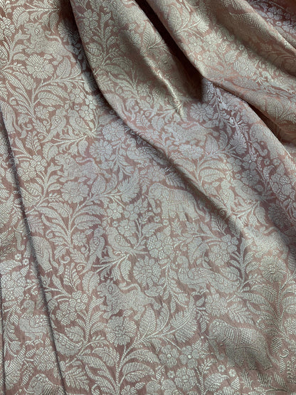 POWDER PINK SILK PURE HANDLOOM BANARASI SAREE