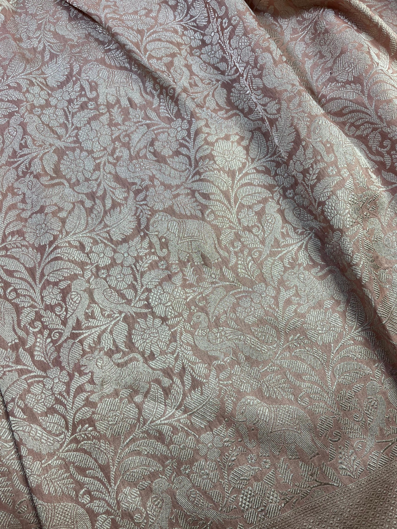 POWDER PINK SILK PURE HANDLOOM BANARASI SAREE