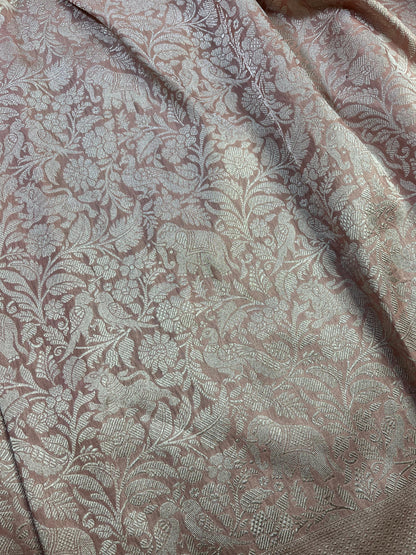 POWDER PINK SILK PURE HANDLOOM BANARASI SAREE