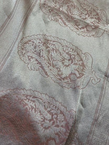 POWDER PINK SILK PURE HANDLOOM BANARASI SAREE