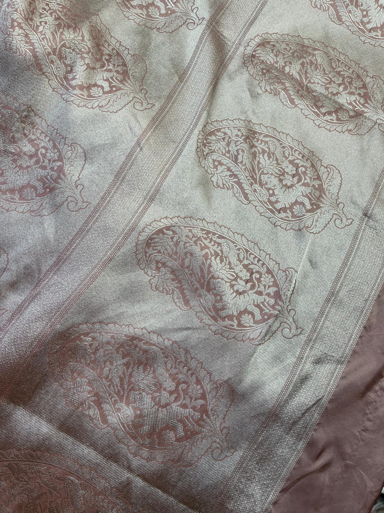 POWDER PINK SILK PURE HANDLOOM BANARASI SAREE
