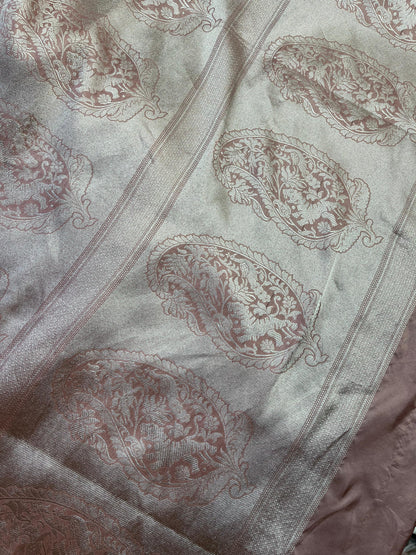 POWDER PINK SILK PURE HANDLOOM BANARASI SAREE