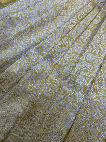 YELLOW SILK PURE HANDLOOM BANARASI SAREE