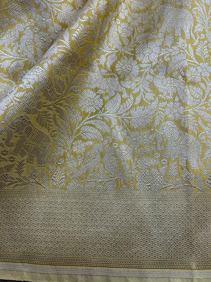 YELLOW SILK PURE HANDLOOM BANARASI SAREE