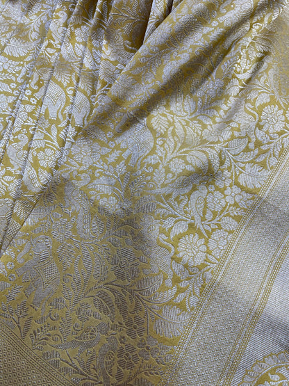 YELLOW SILK PURE HANDLOOM BANARASI SAREE