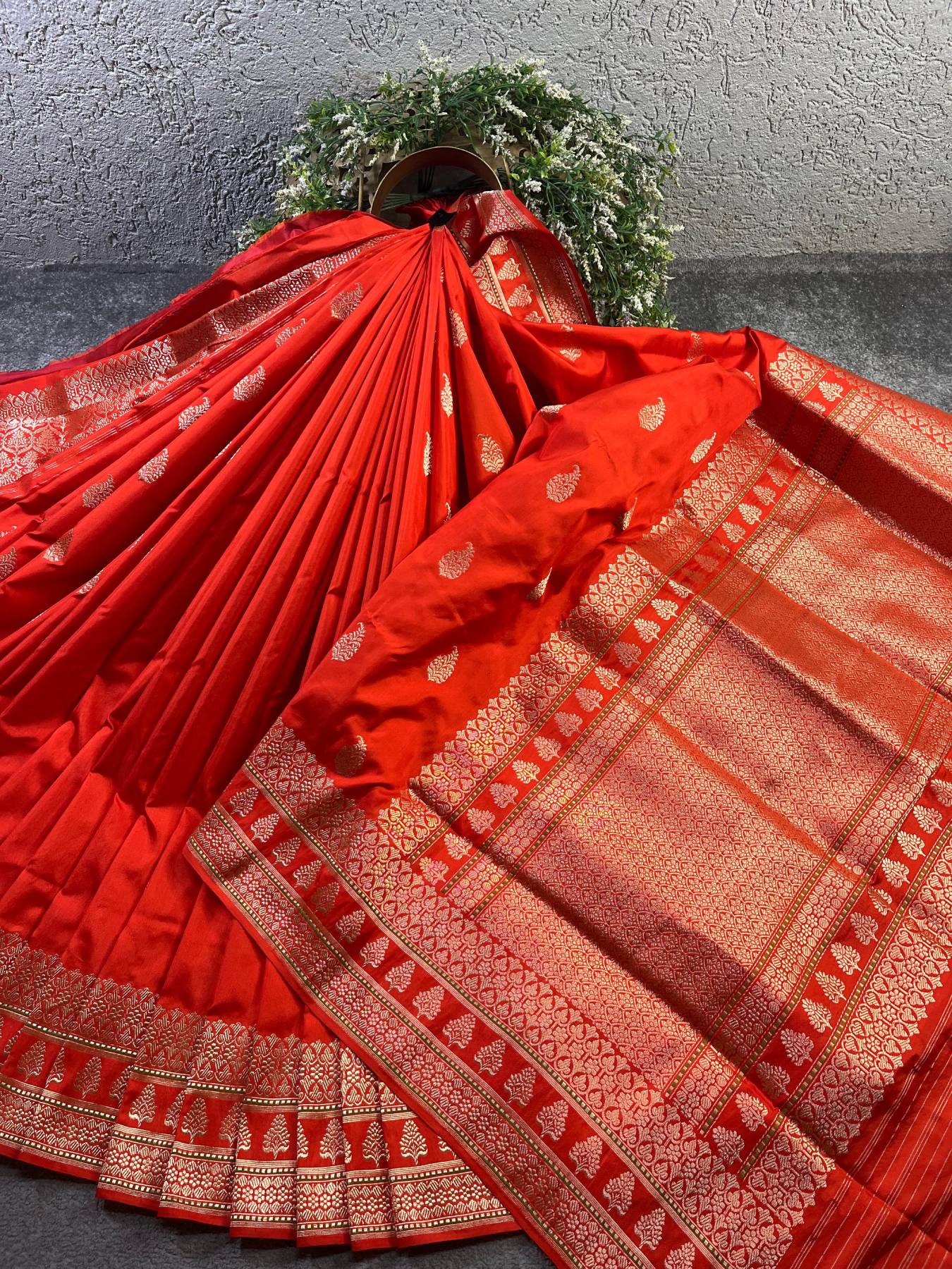 ORANGE SILK PURE HANDLOOM BANARASI SAREE