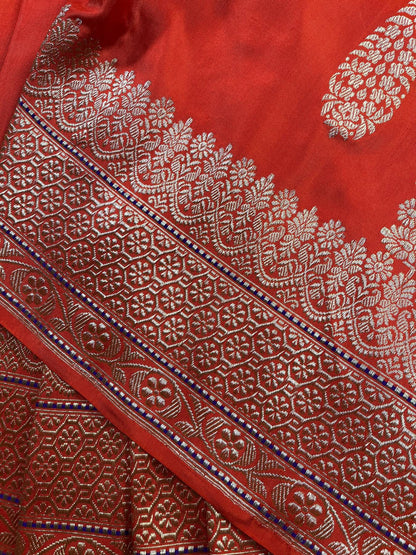 ORANGE SILK PURE HANDLOOM BANARASI SAREE