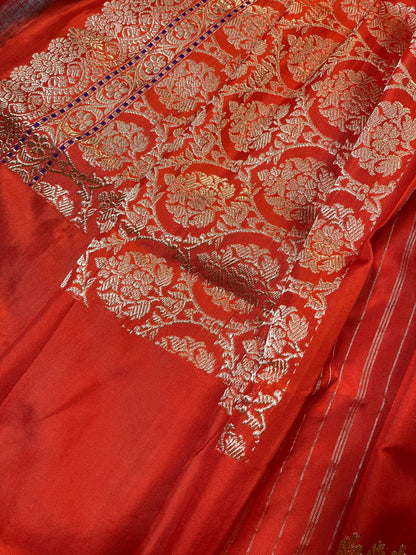 ORANGE SILK PURE HANDLOOM BANARASI SAREE