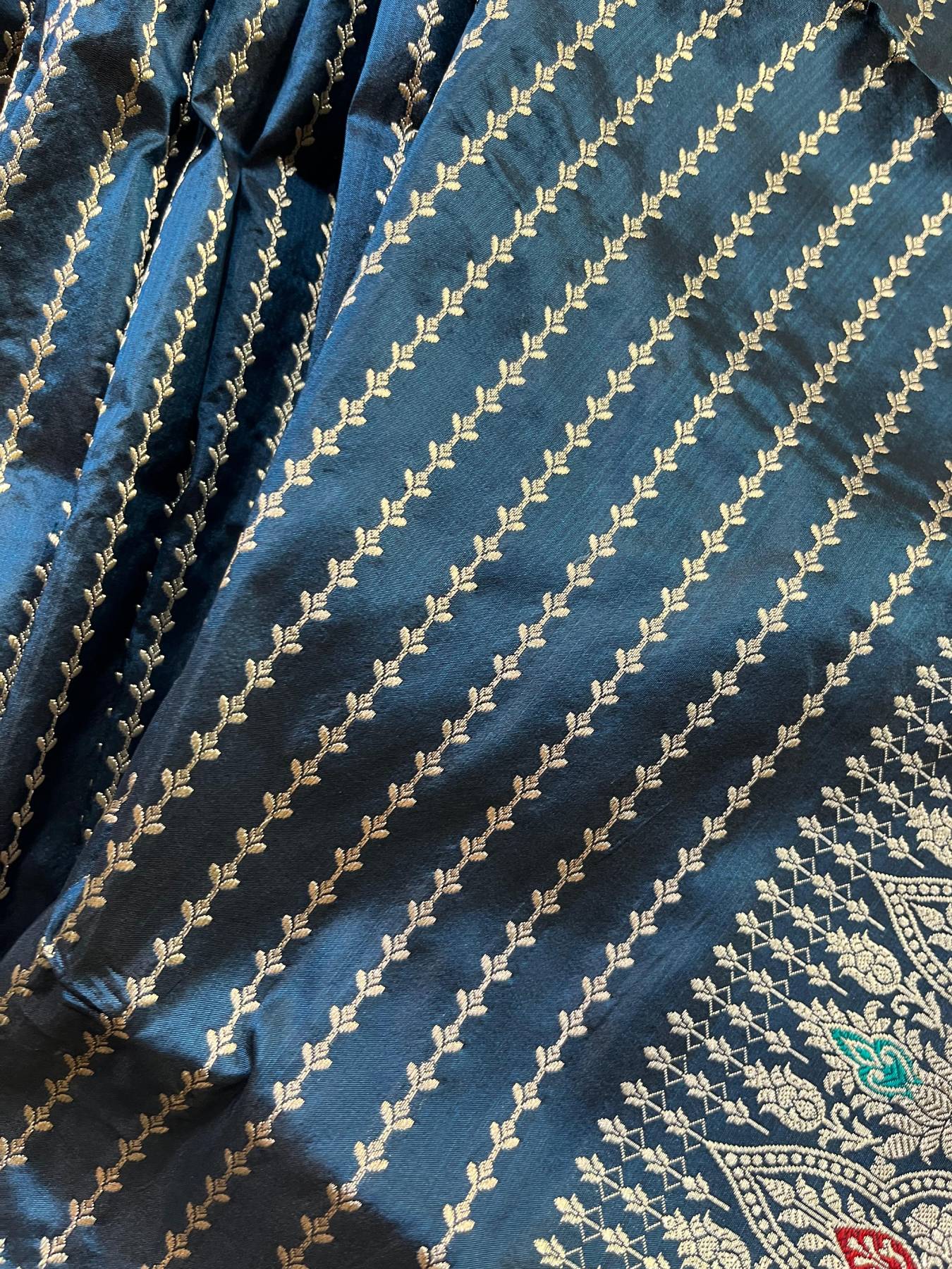 TEAL BLUE SILK PURE HANDLOOM BANARASI SAREE
