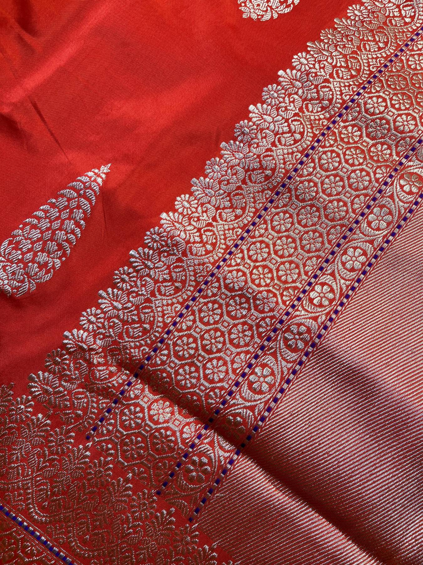 ORANGE SILK PURE HANDLOOM BANARASI SAREE