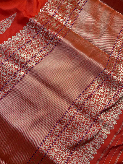 ORANGE SILK PURE HANDLOOM BANARASI SAREE