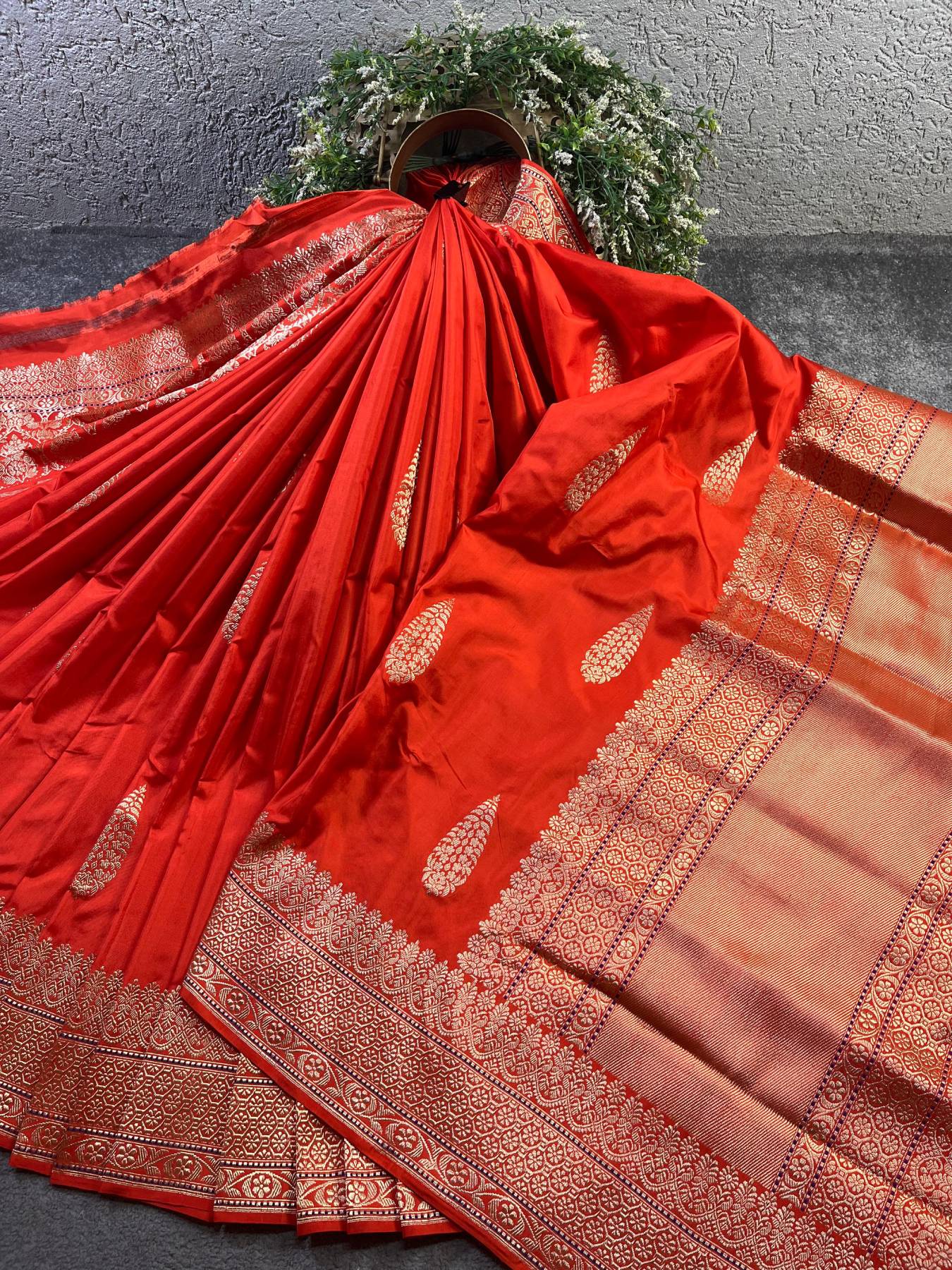 ORANGE SILK PURE HANDLOOM BANARASI SAREE
