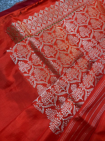 ORANGE SILK PURE HANDLOOM BANARASI SAREE