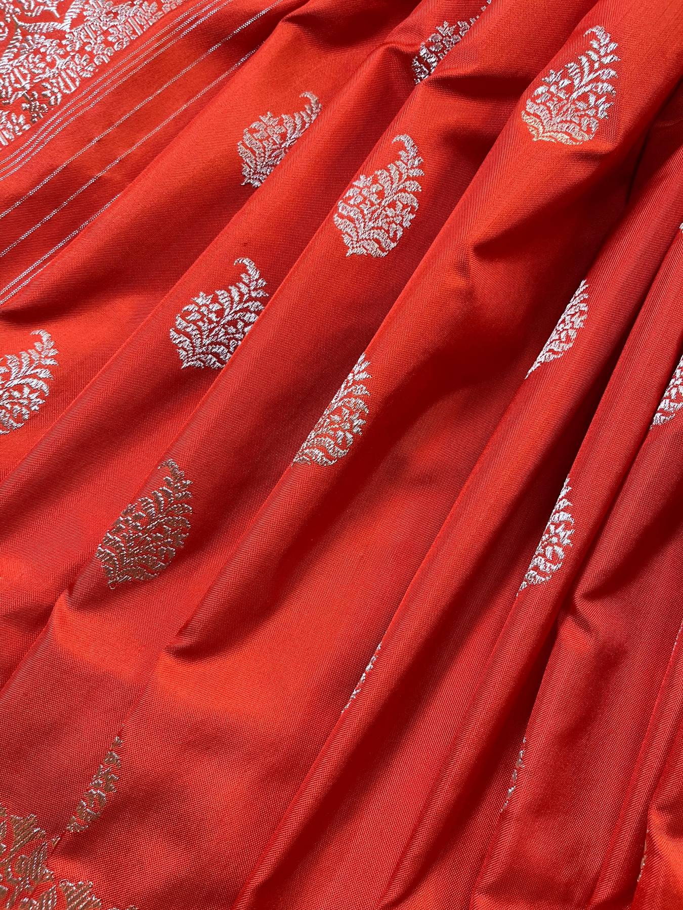 ORANGE SILK PURE HANDLOOM BANARASI SAREE