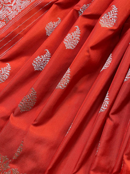 ORANGE SILK PURE HANDLOOM BANARASI SAREE