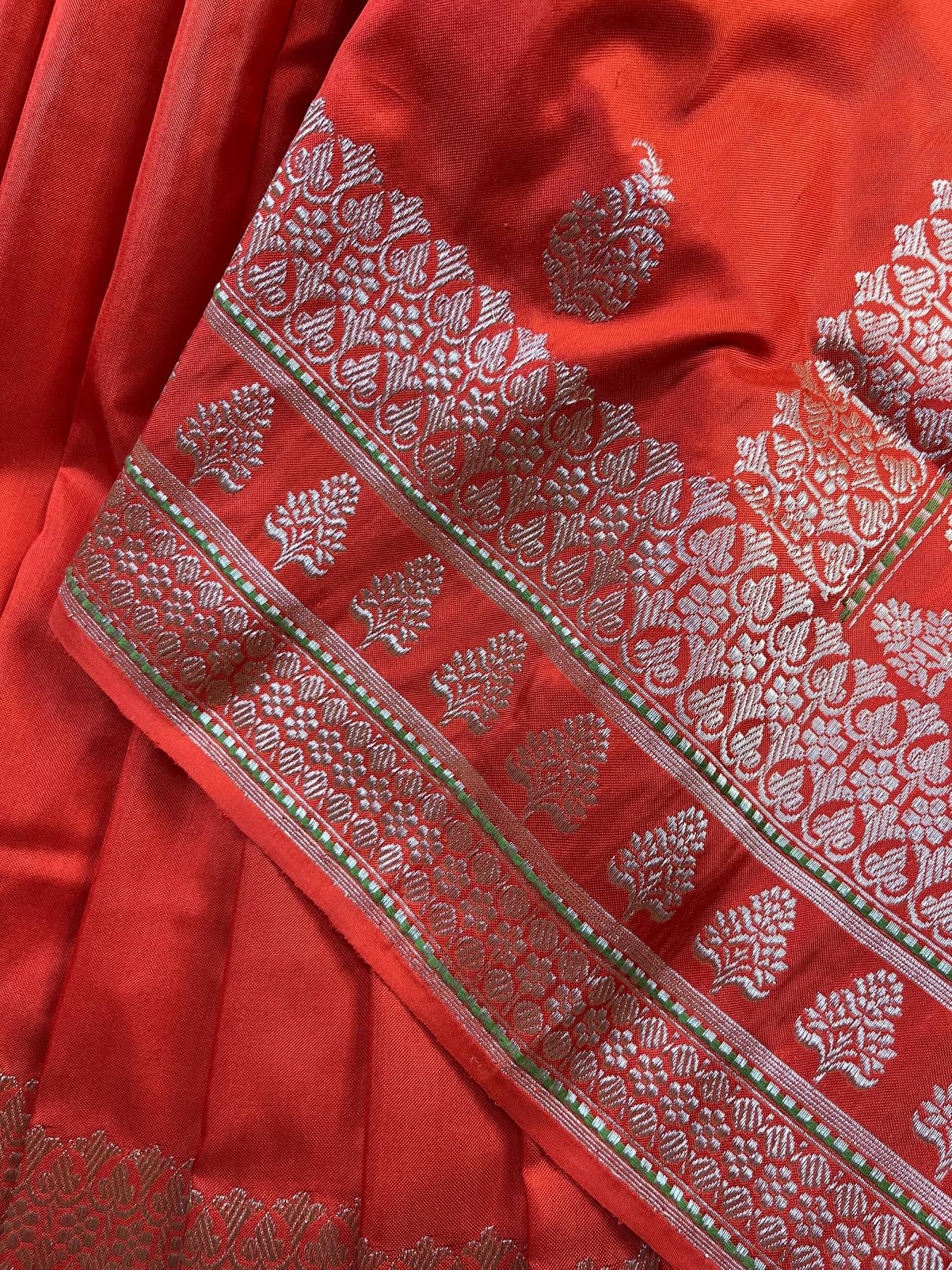 ORANGE SILK PURE HANDLOOM BANARASI SAREE