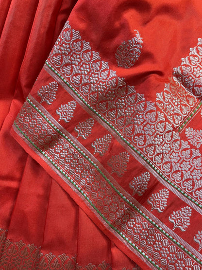 ORANGE SILK PURE HANDLOOM BANARASI SAREE